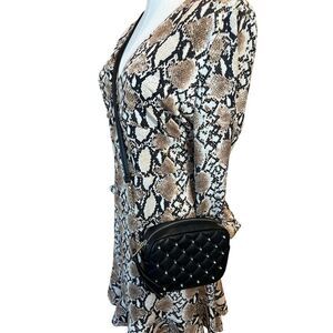 NWOT Rebecca Minkoff Black Faux Leather Quilted Studded Crossbody Shoulder Bag